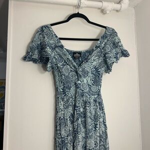 Blue Patterned Maxi Dress